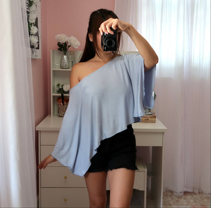 Y2K Shoulder Top - Blue