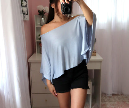 Y2K Shoulder Top - Blue