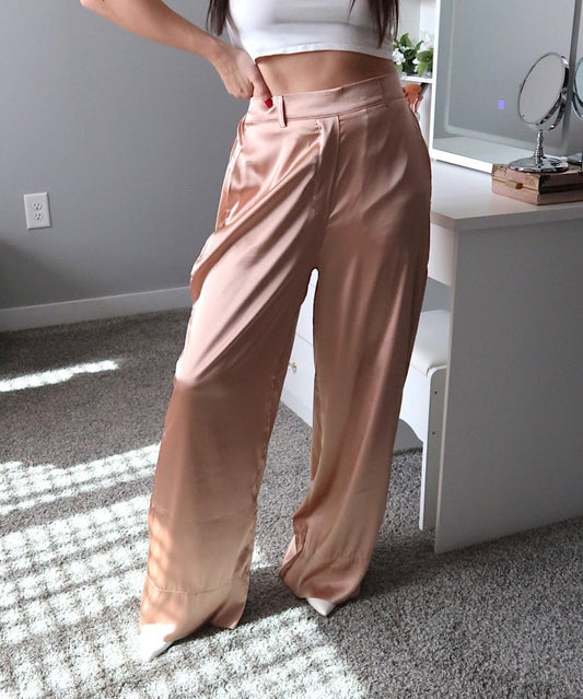 Silky Wide Leg Pant - Sand Beige