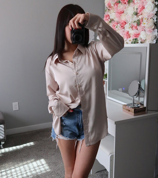 Brenda Button Blouse - Sand