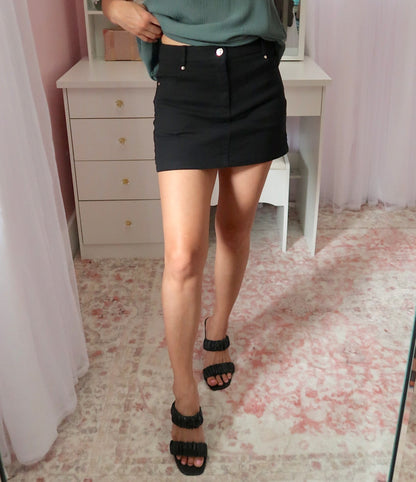 Denim Mini Skort - Black