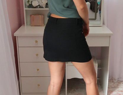 Denim Mini Skort - Black