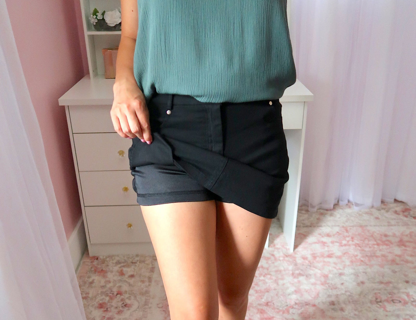 Denim Mini Skort - Black