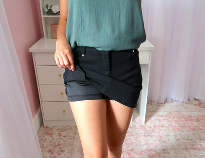 Denim Mini Skort - Black