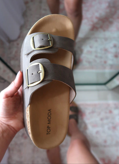 Double Buckle Platform Sandals