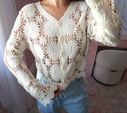 Floral Crotchet Cardigan