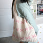 Knit Woven Bow Bag - Pink/Cream