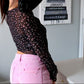 Mesh Floral Cardigan + Tank - Black