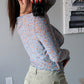 Mesh Floral Cardigan + Tank - Blue