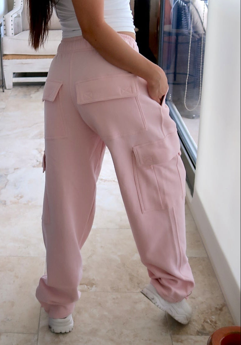 Cargo Sweatpants - Pink (PRE-ORDER OPEN FOR SIZE LARGE - 8/4 estimated ship date)