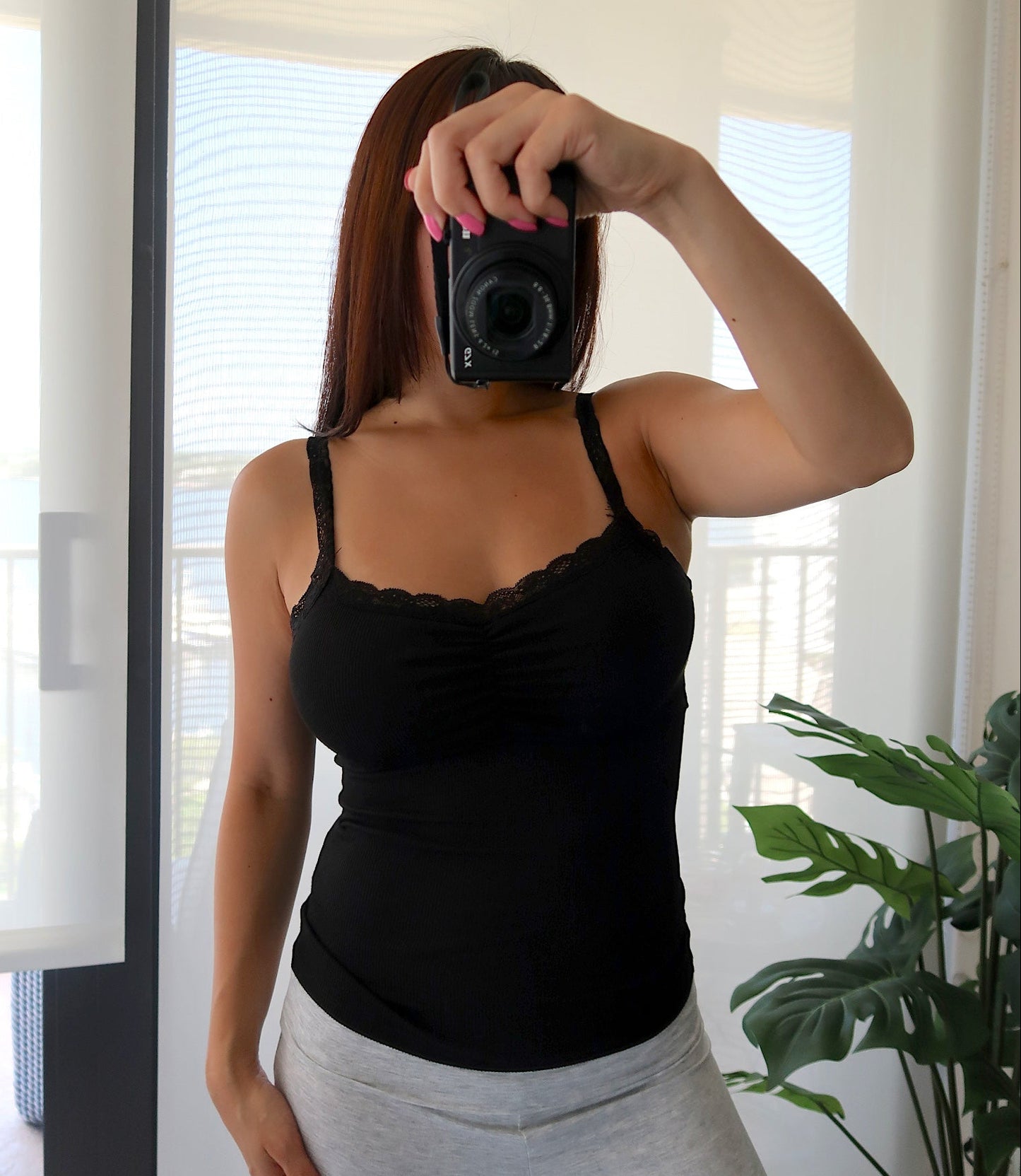 Lace Trim Cami with Built-In Bra (7 colors available)