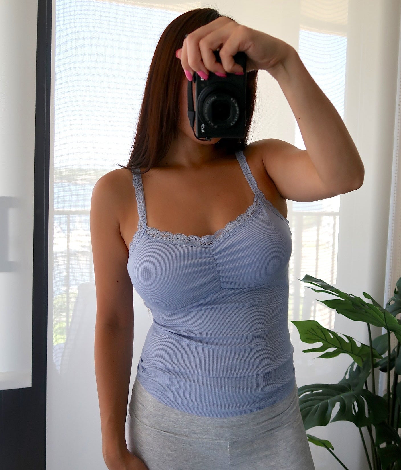 Lace Trim Cami with Built-In Bra (7 colors available)