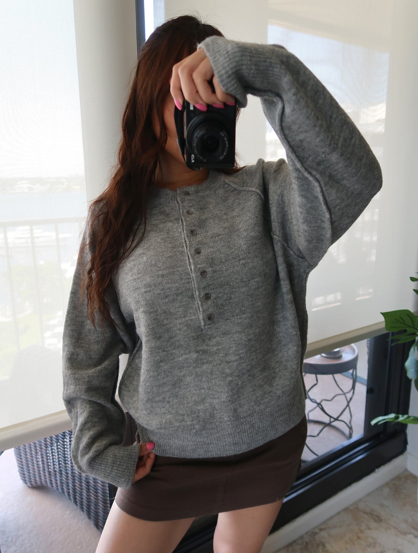 Half Button Henley Sweater (3 colors available)