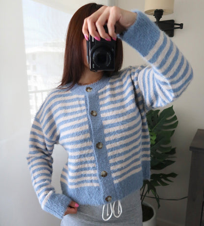 Fuzzy Striped Cardigan