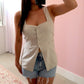 Marlie Back Tie Vest - Oatmeal