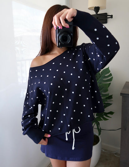 Off Shoulder Polka Dot Sweater (3 colors available)
