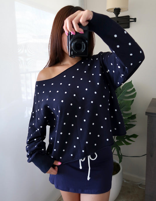 Off Shoulder Polka Dot Sweater (3 colors available)