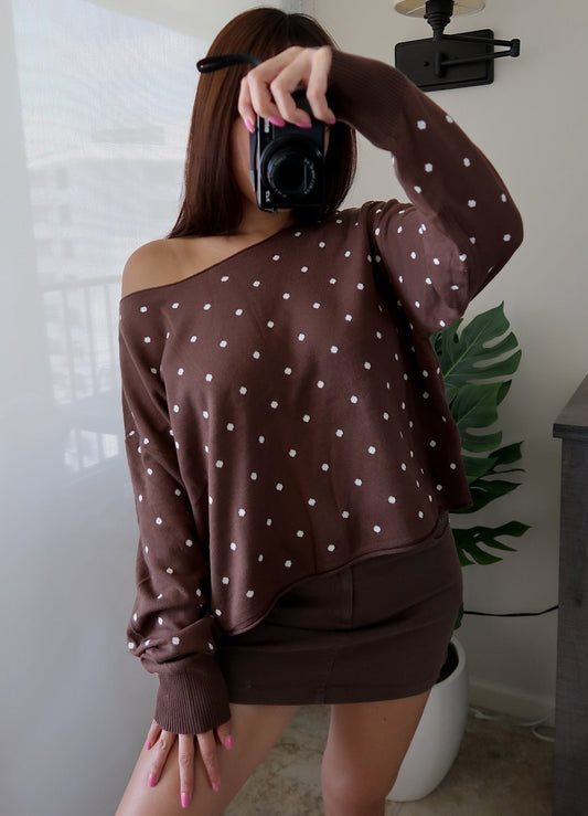 Off Shoulder Polka Dot Sweater (3 colors available)