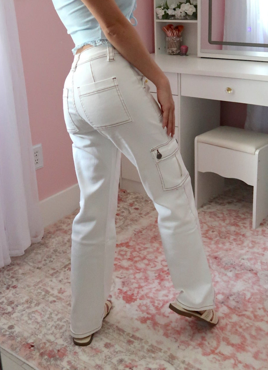 White Cargo Jeans