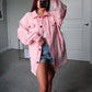 Oversized Fleece Shacket - Baby Pink