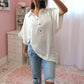 Breezy Half-Button Oversized Shirt - Off White