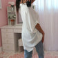 Breezy Half-Button Oversized Shirt - Off White