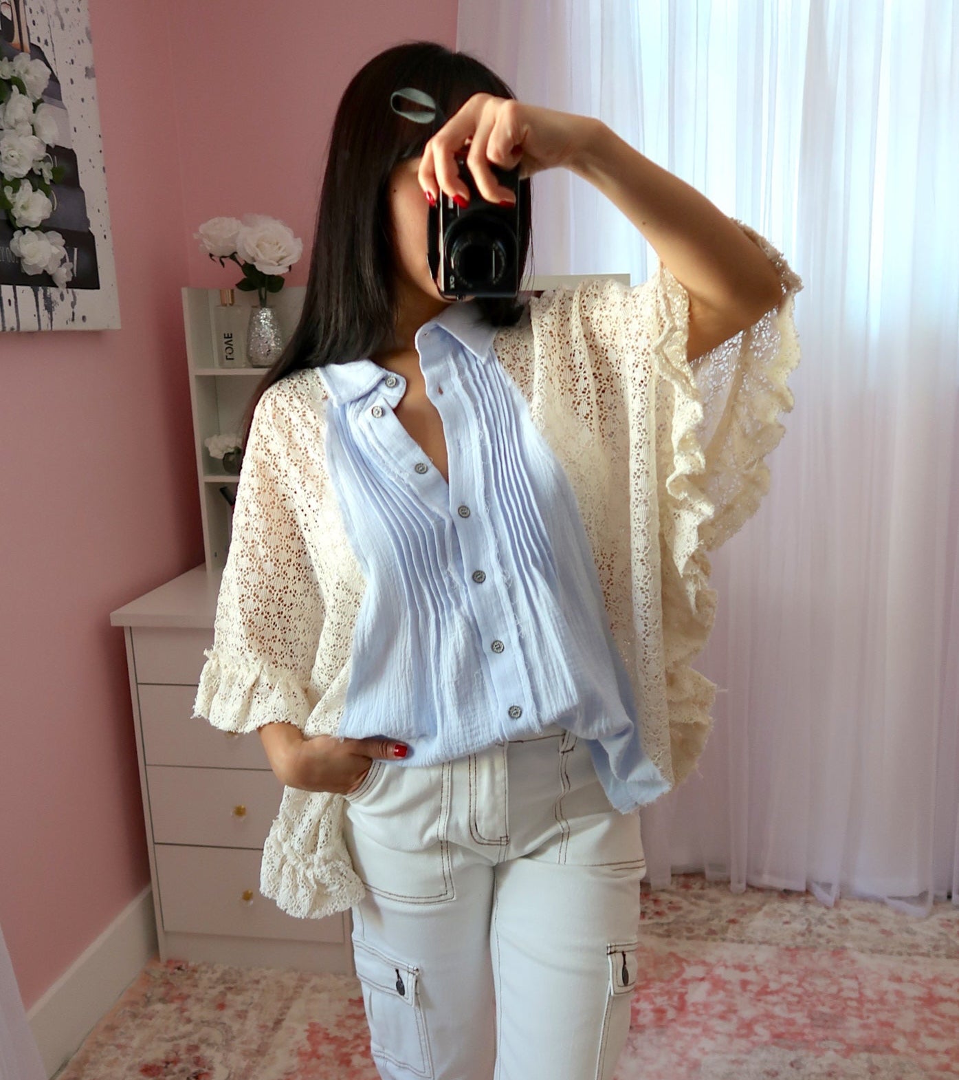 Ga-Linda Ruffle Shirt - Blue