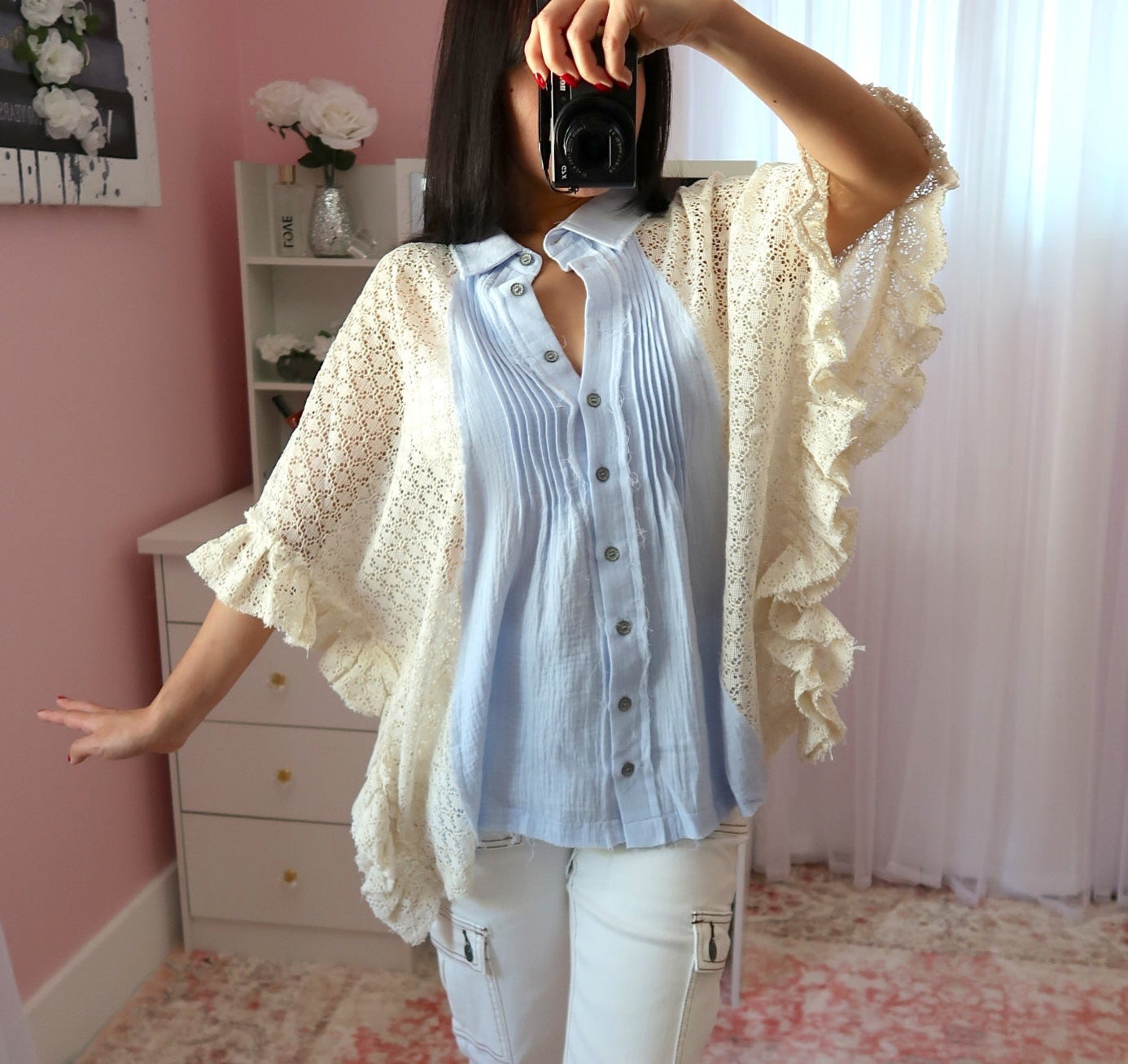 Ga-Linda Ruffle Shirt - Blue