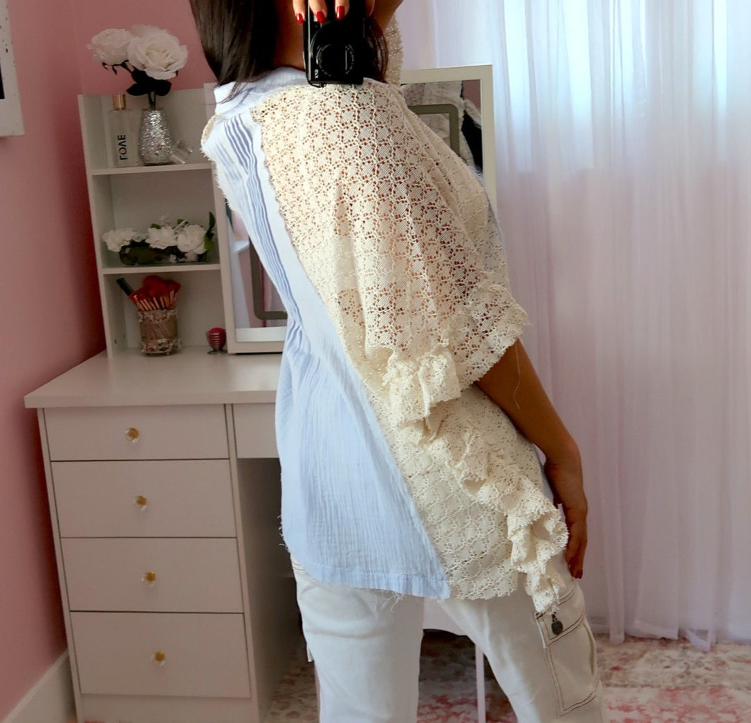 Ga-Linda Ruffle Shirt - Blue