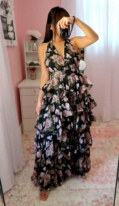 Night Garden Tiered Maxi Dress (Small)