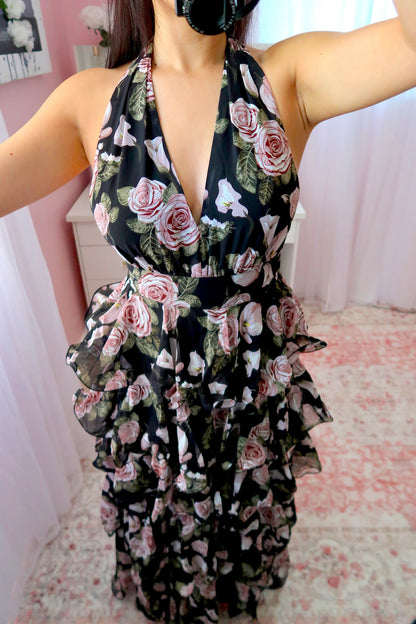 Night Garden Tiered Maxi Dress (Small)