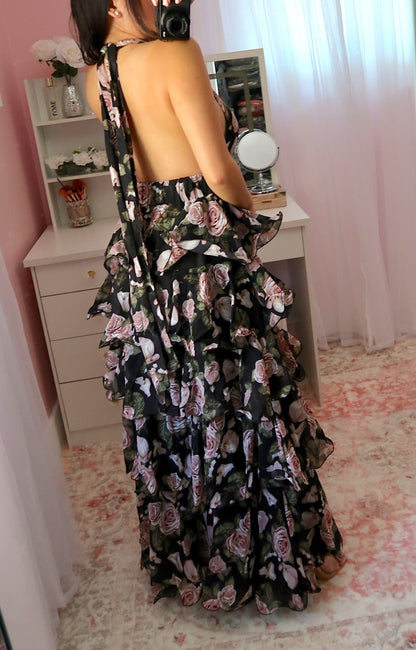 Night Garden Tiered Maxi Dress (Small)