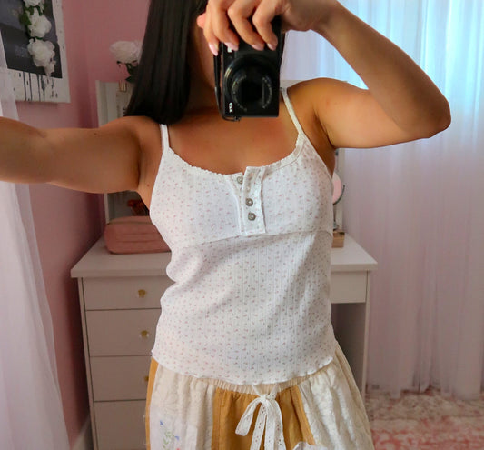 Cutie Patootie Floral Tank - White