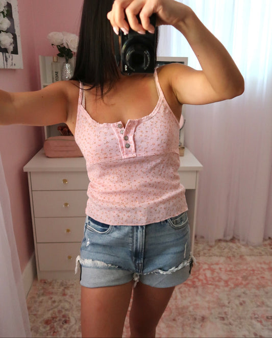 Cutie Patootie Floral Tank - Pink