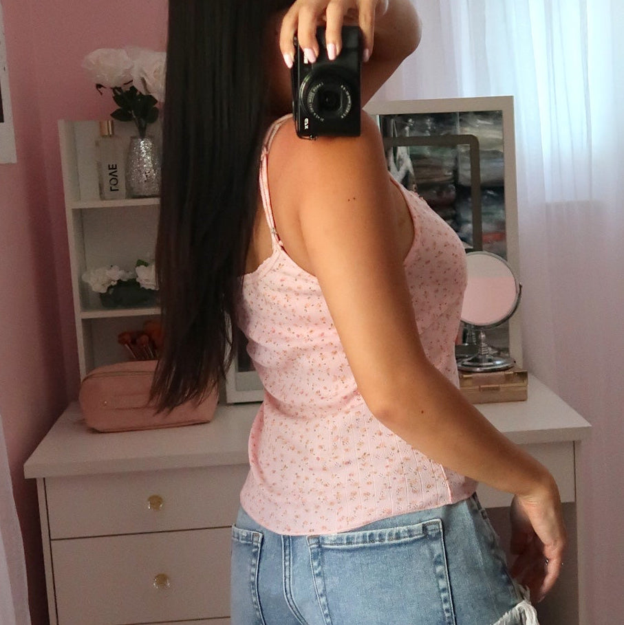Cutie Patootie Floral Tank - Pink