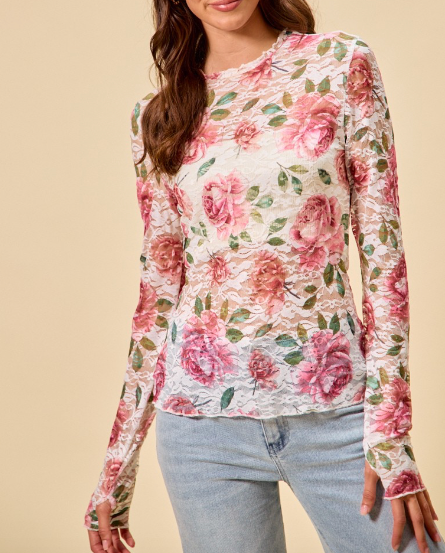 Leila Floral Long Sleeve - Ivory