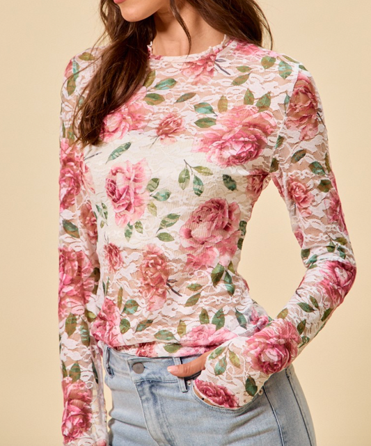 Leila Floral Long Sleeve - Ivory