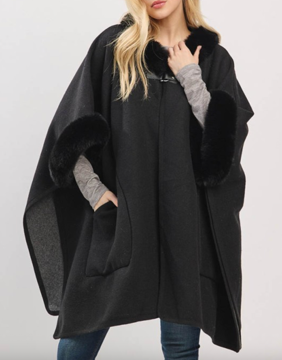 Opera Princess Cape Coat - Black