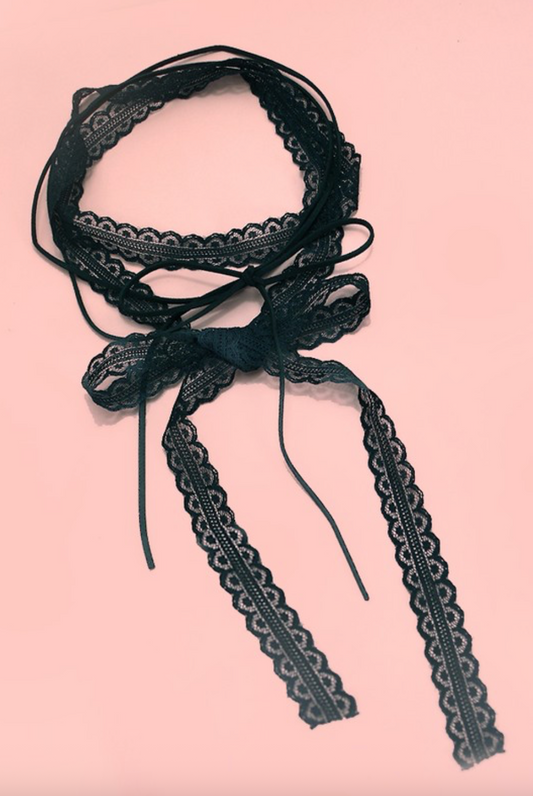 Long Lace Choker - Black