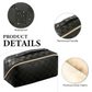 Checkered Open Flat Makeup Bag - Black