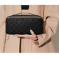 Checkered Open Flat Makeup Bag - Black