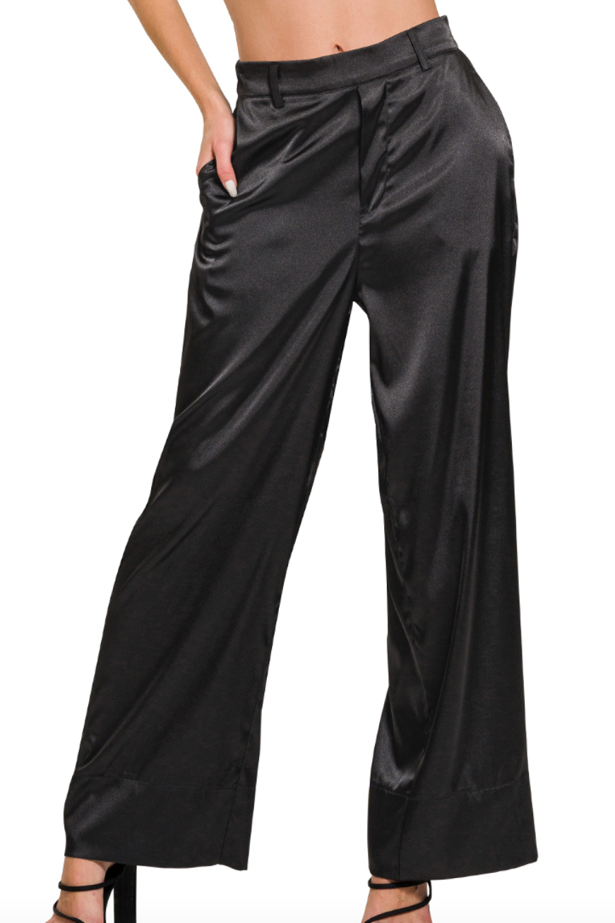 Silky Wide Leg Pant - Black