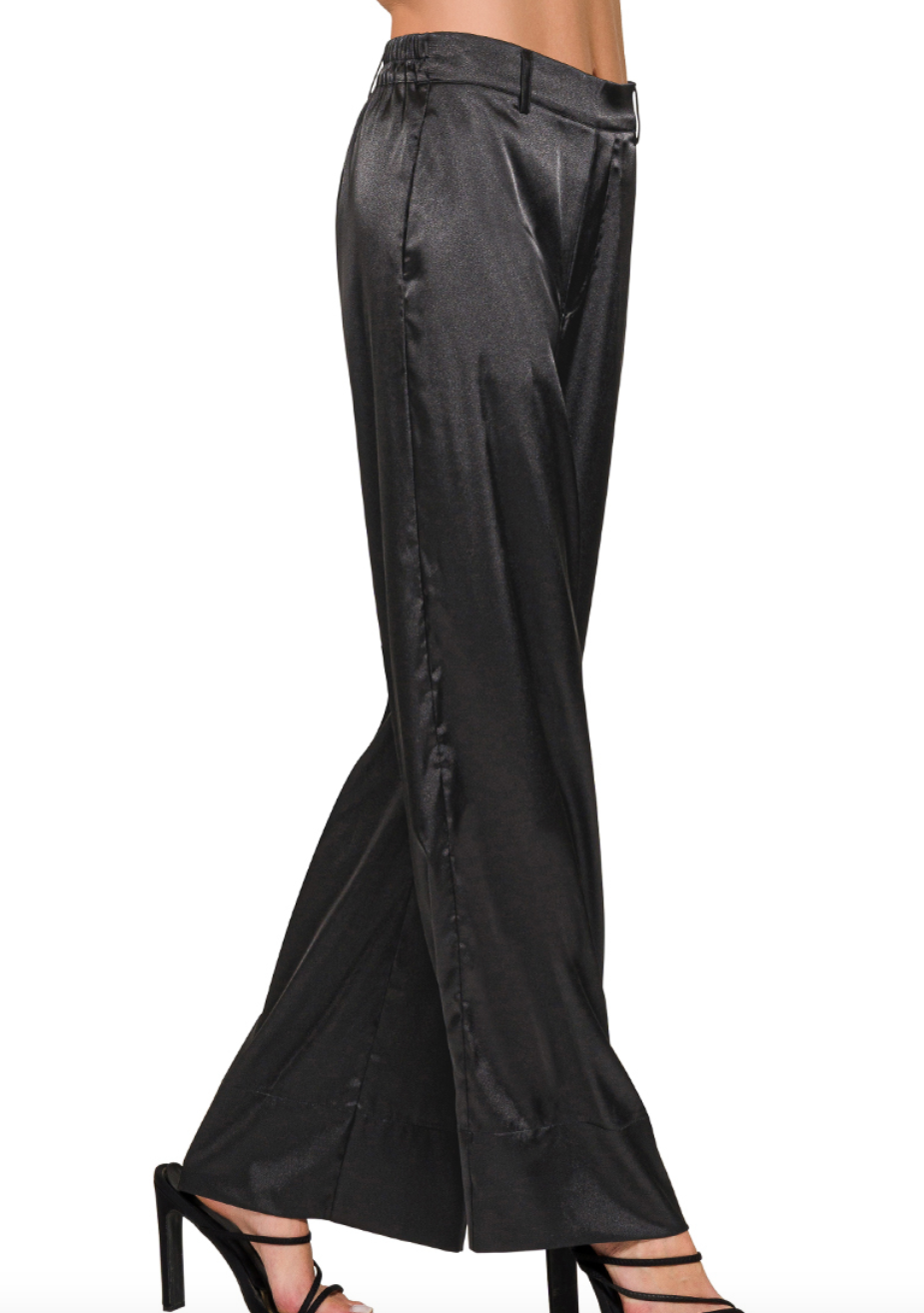 Silky Wide Leg Pant - Black