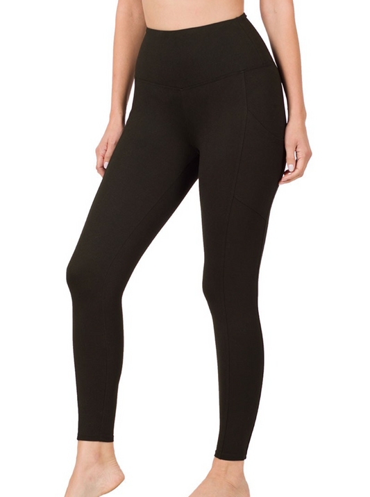 Brushed Microfiber Leggings with Pockets