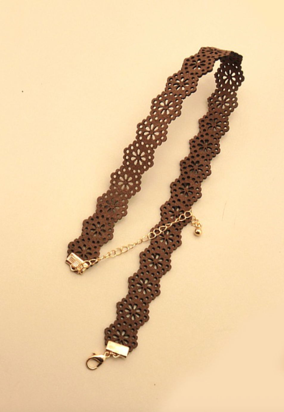 Flower Suede Choker - Brown