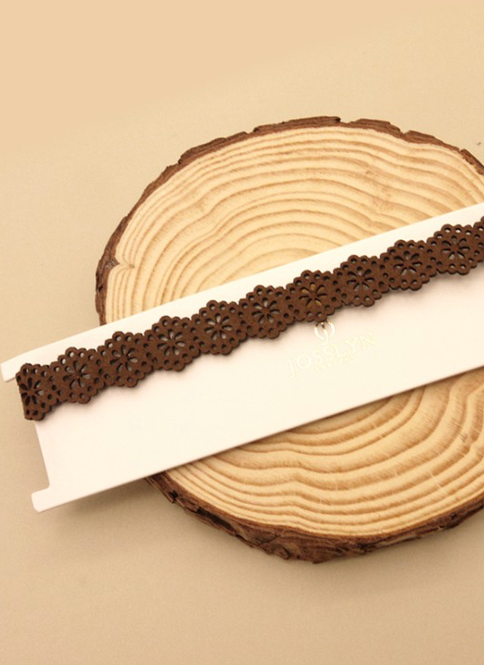Flower Suede Choker - Brown