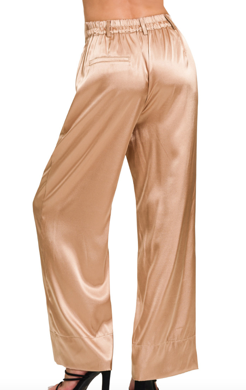 Silky Wide Leg Pant - Sand Beige