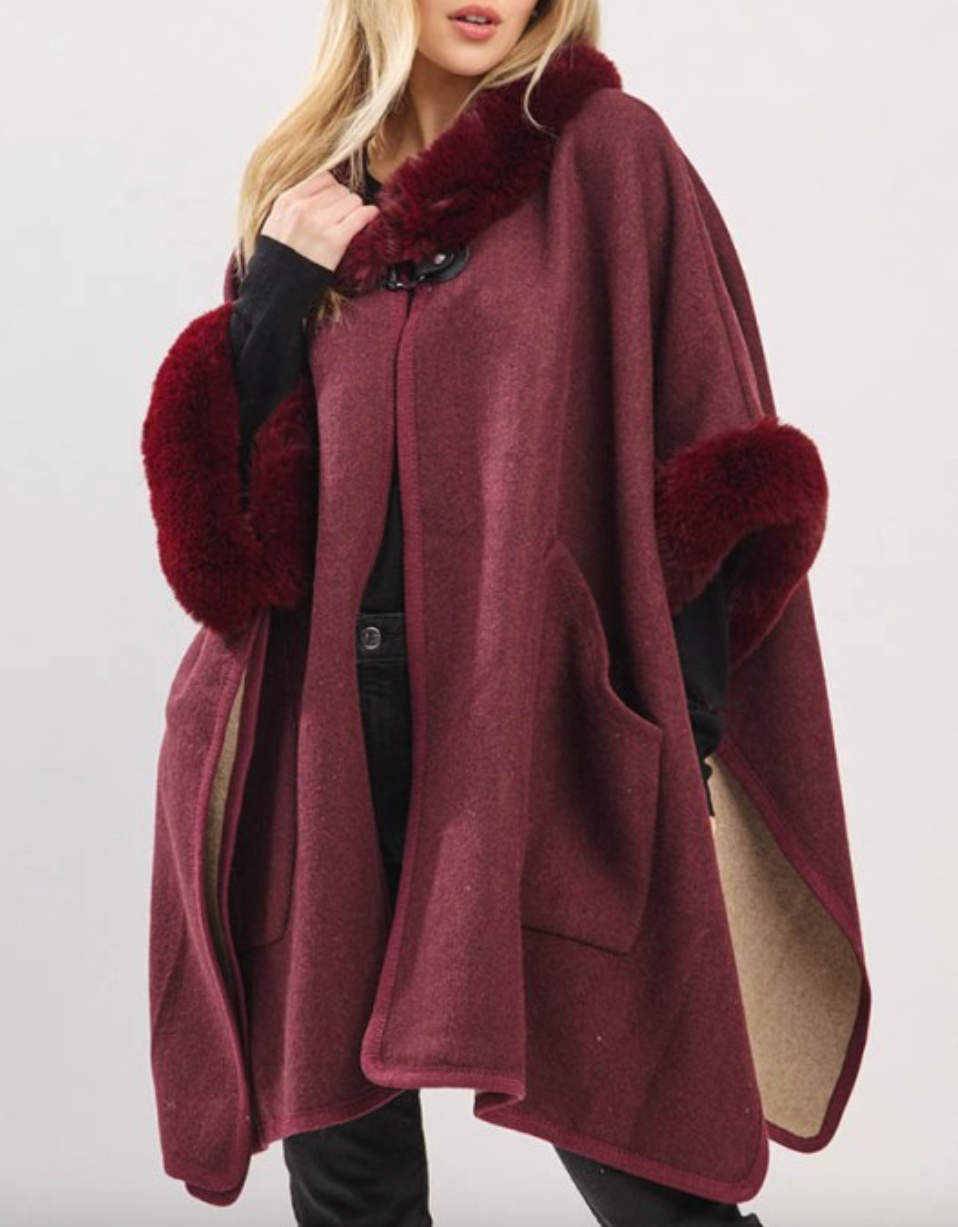 Opera Princess Cape Coat - Burgundy