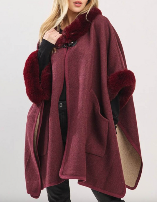 Opera Princess Cape Coat - Burgundy