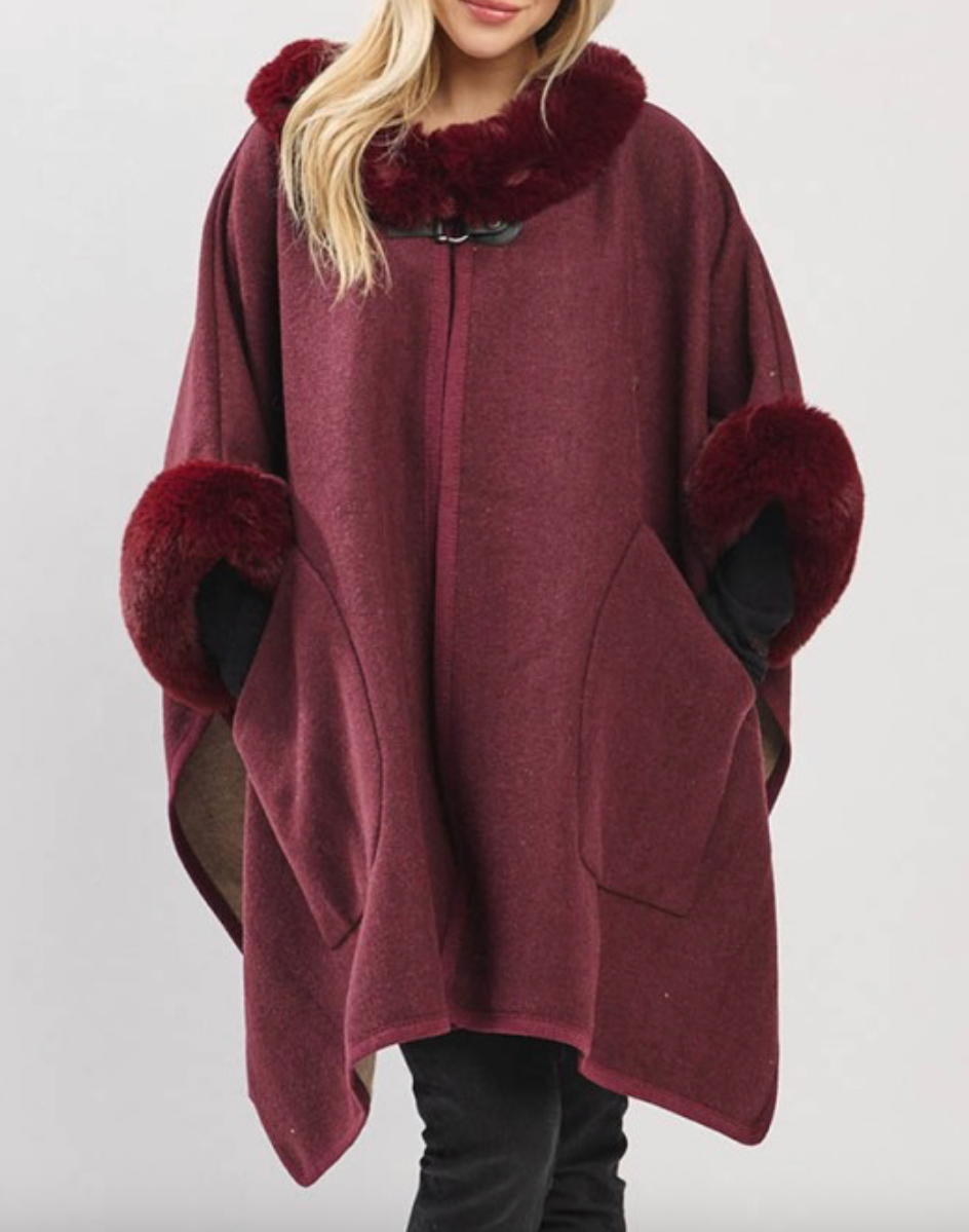 Opera Princess Cape Coat - Burgundy
